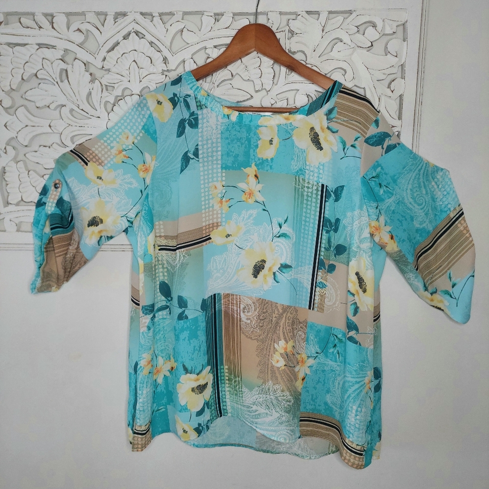 Northern Reflections Three Quarter Sleeve Patchwork Shirt - Picture 4 of 9